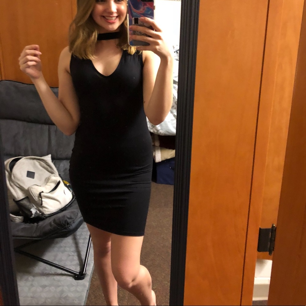 Black body con choker style mini dress